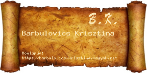 Barbulovics Krisztina névjegykártya